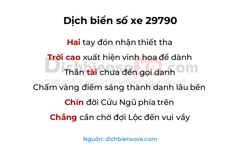 Dịch thơ biển số 29790