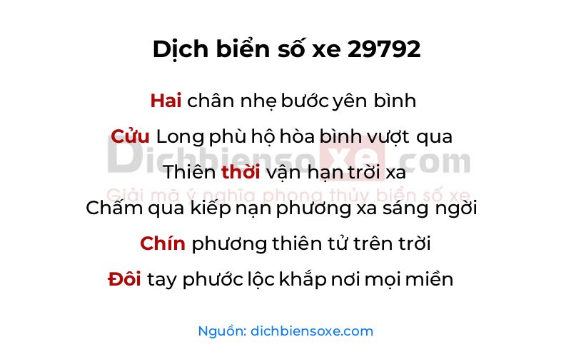 Dịch thơ biển số 29792