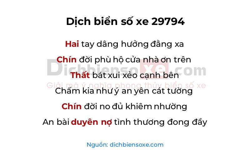Dịch thơ biển số 29794