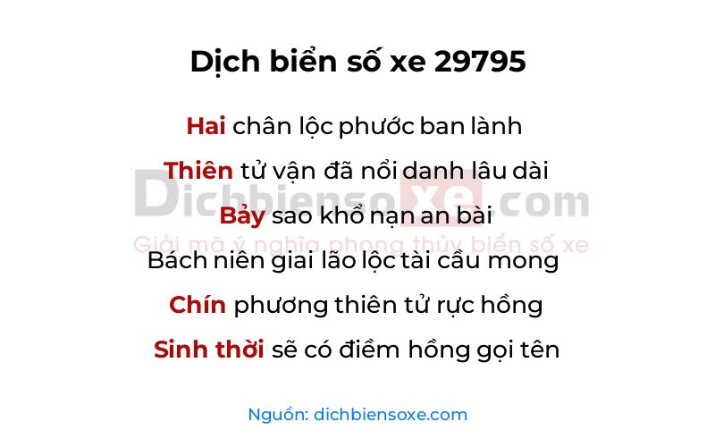 Dịch thơ biển số 29795