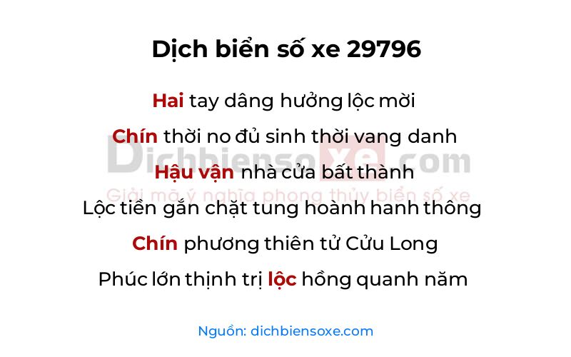 Dịch thơ biển số 29796