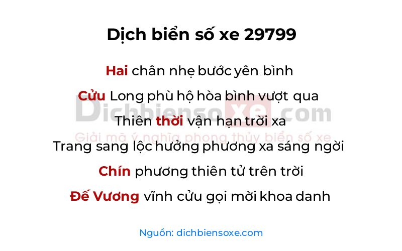 Dịch thơ biển số 29799