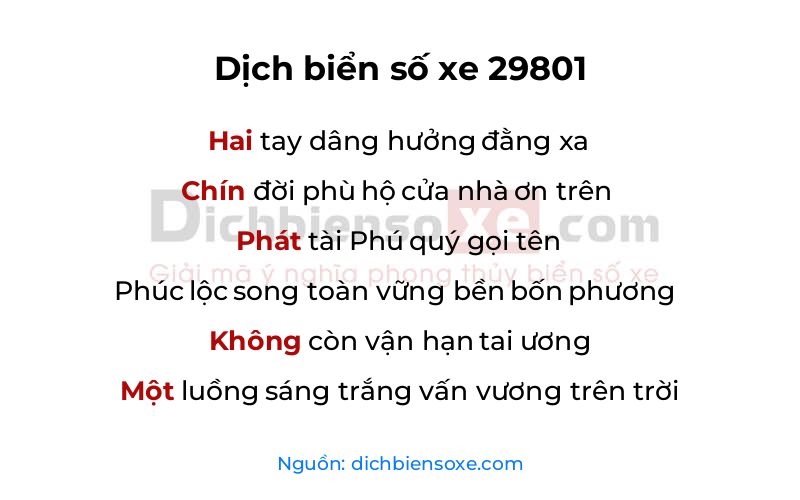 Dịch thơ biển số 29801