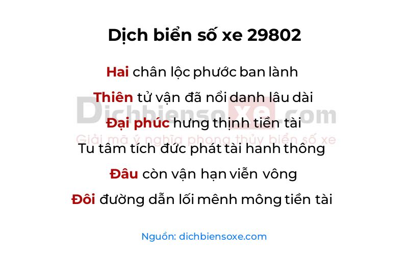 Dịch thơ biển số 29802