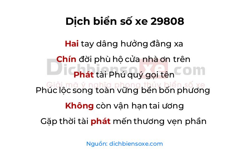 Dịch thơ biển số 29808