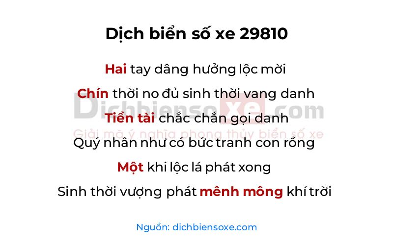 Dịch thơ biển số 29810