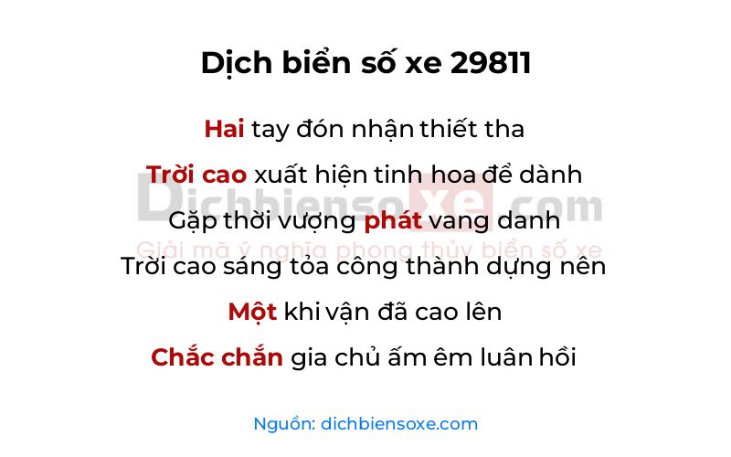Dịch thơ biển số 29811