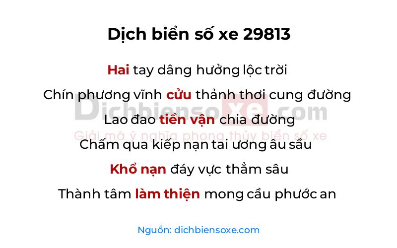 Dịch thơ biển số 29813