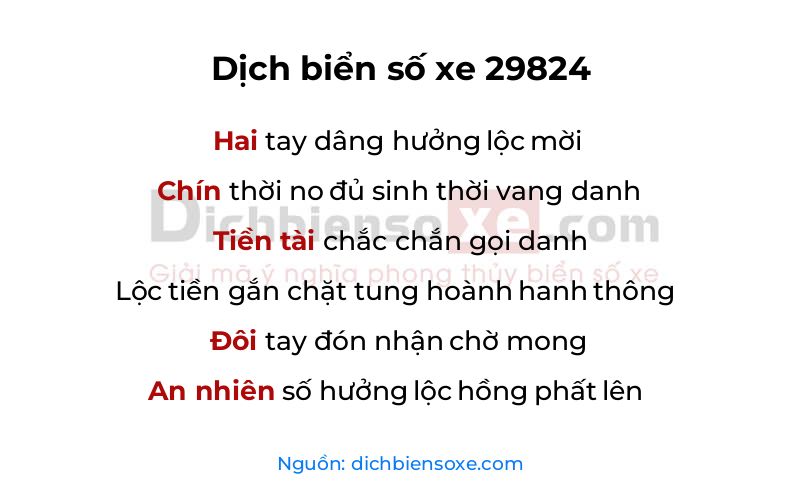 Dịch thơ biển số 29824