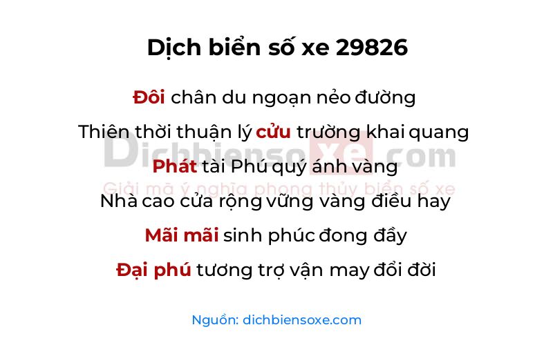 Dịch thơ biển số 29826