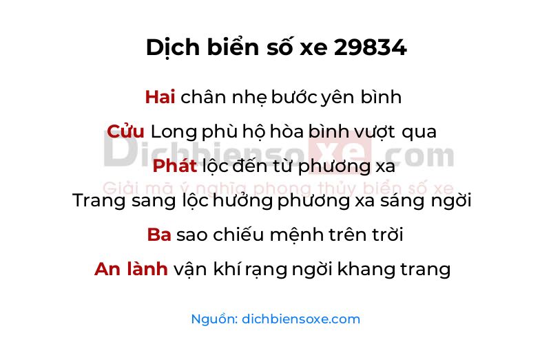 Dịch thơ biển số 29834