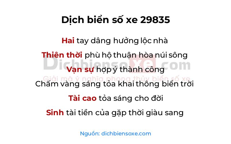Dịch thơ biển số 29835