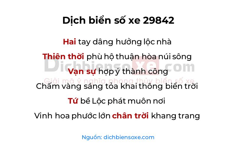 Dịch thơ biển số 29842