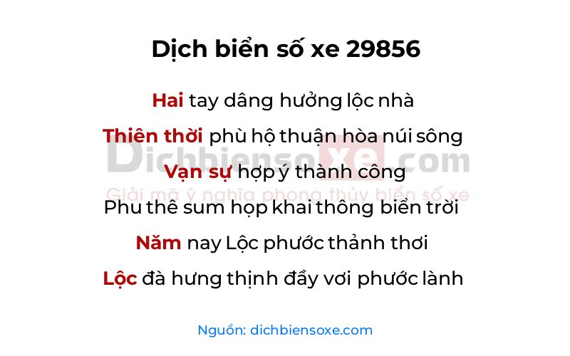 Dịch thơ biển số 29856