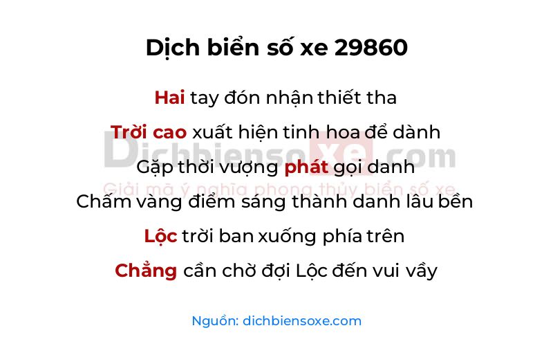 Dịch thơ biển số 29860