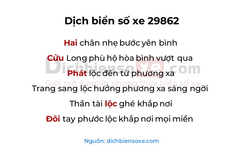 Dịch thơ biển số 29862