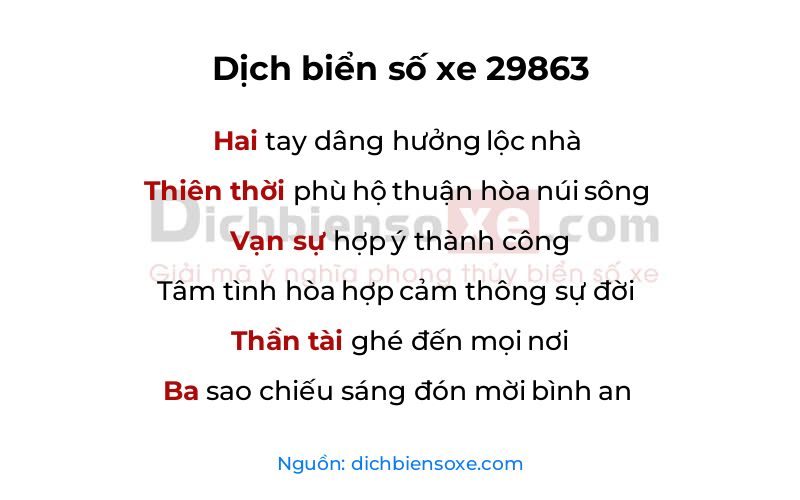 Dịch thơ biển số 29863