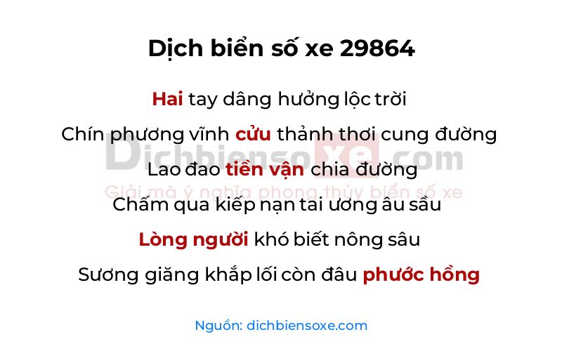 Dịch thơ biển số 29864