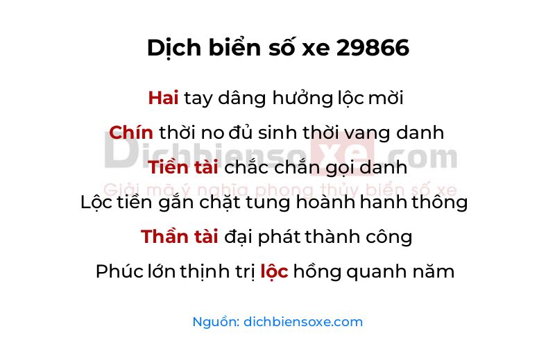 Dịch thơ biển số 29866