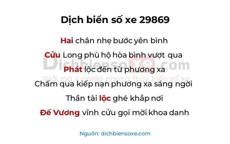 Dịch thơ biển số 29869