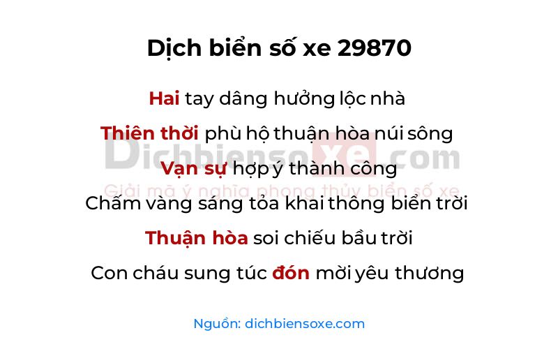 Dịch thơ biển số 29870