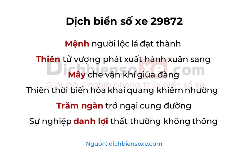 Dịch thơ biển số 29872