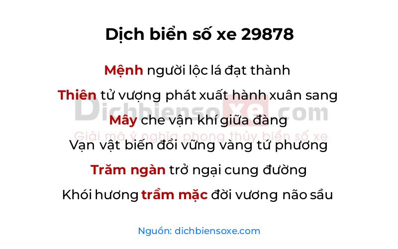 Dịch thơ biển số 29878