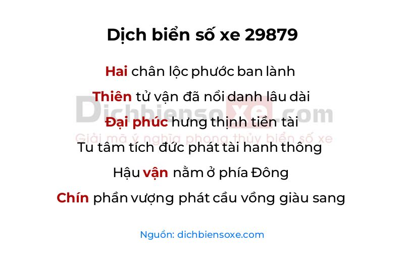 Dịch thơ biển số 29879