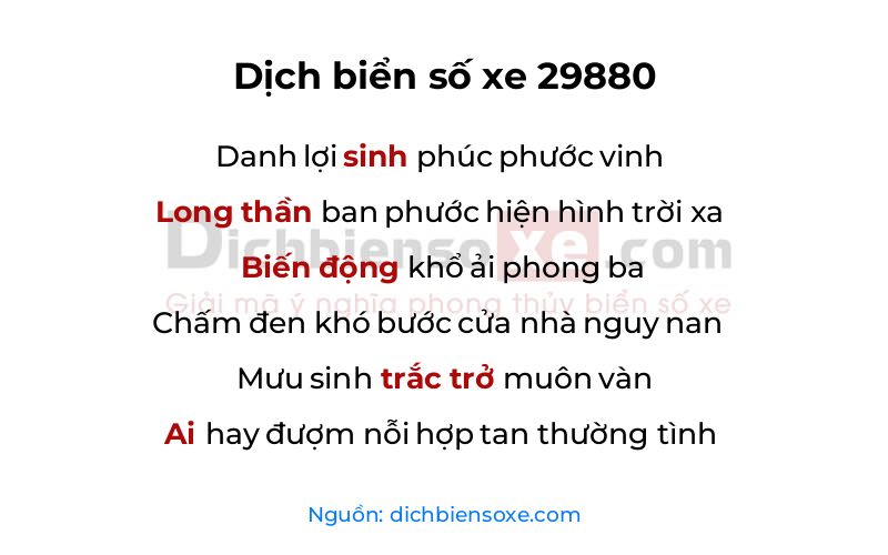 Dịch thơ biển số 29880