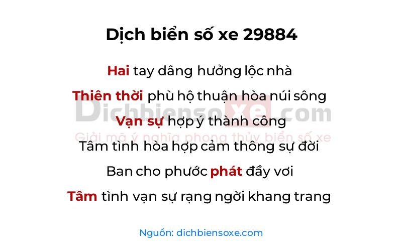 Dịch thơ biển số 29884