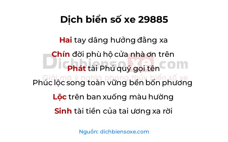 Dịch thơ biển số 29885