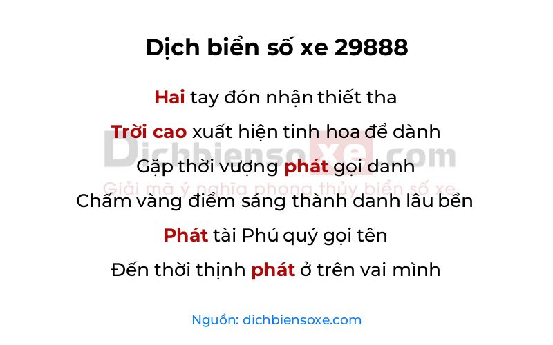 Dịch thơ biển số 29888