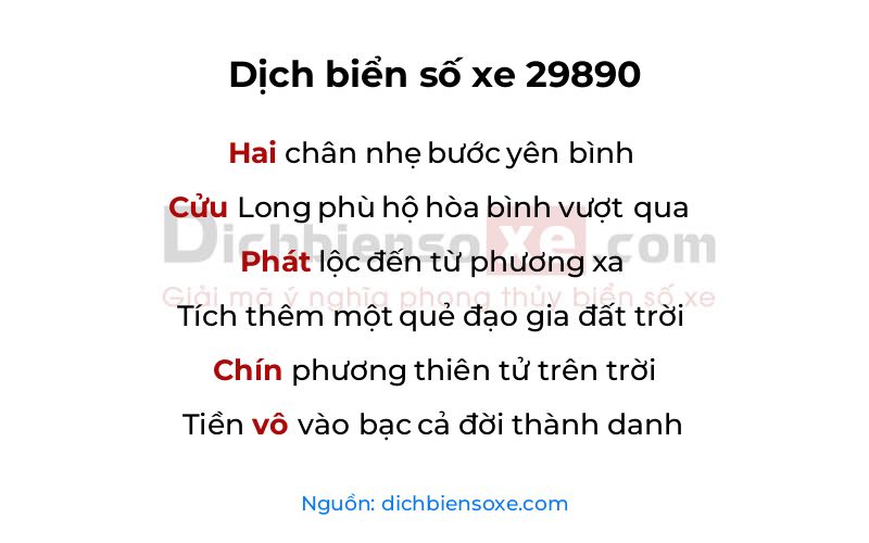 Dịch thơ biển số 29890