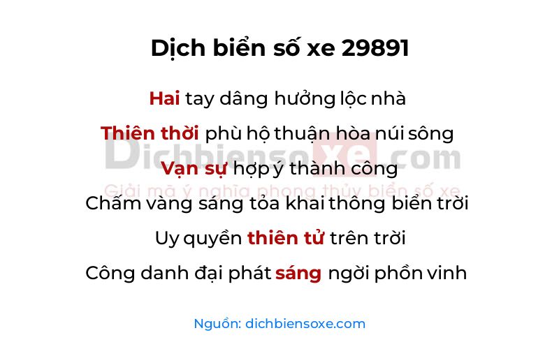Dịch thơ biển số 29891