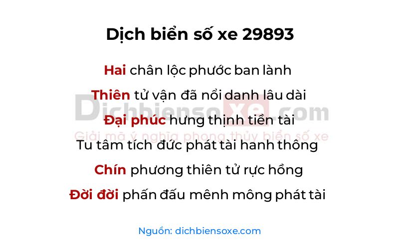 Dịch thơ biển số 29893