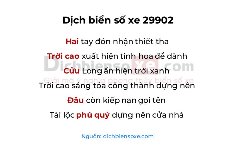 Dịch thơ biển số 29902