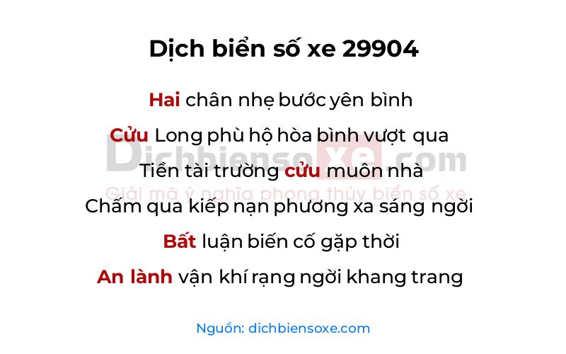 Dịch thơ biển số 29904