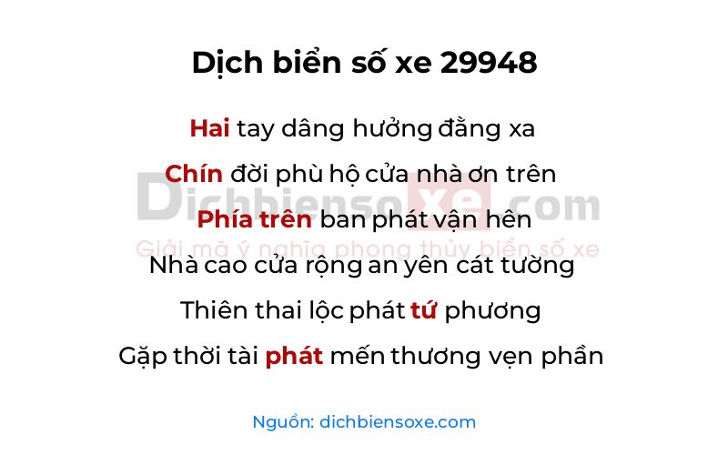 Dịch thơ biển số 29948