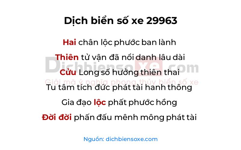 Dịch thơ biển số 29963
