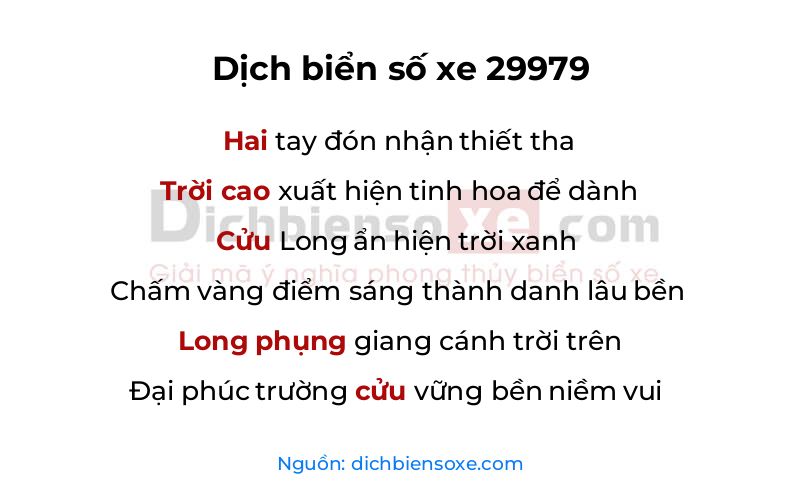 Dịch thơ biển số 29979