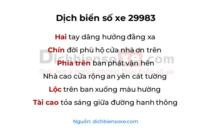Dịch thơ biển số 29983