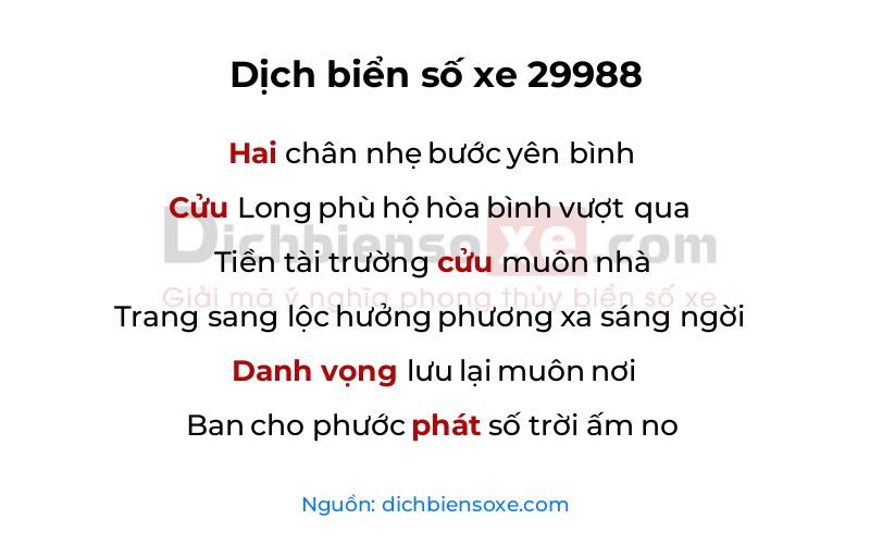 Dịch thơ biển số 29988
