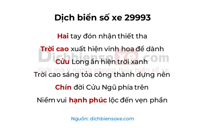 Dịch thơ biển số 29993