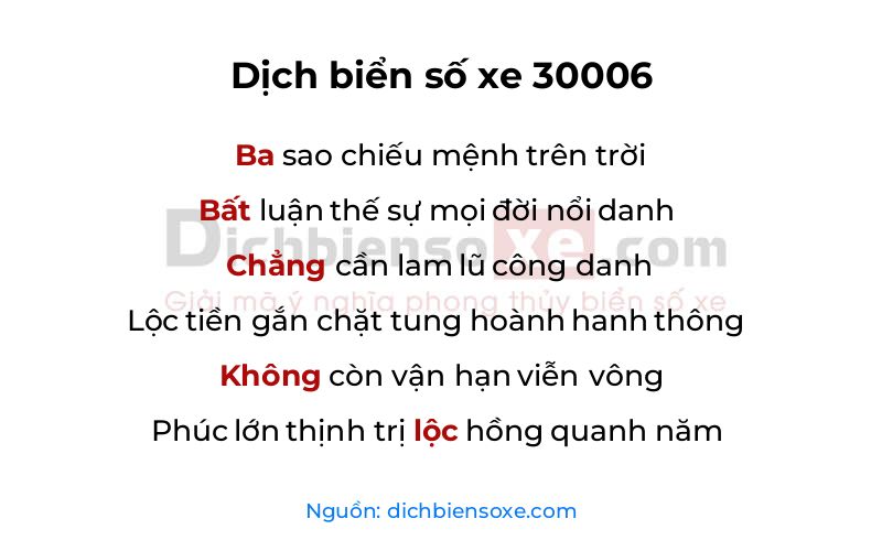 Dịch thơ biển số 30006