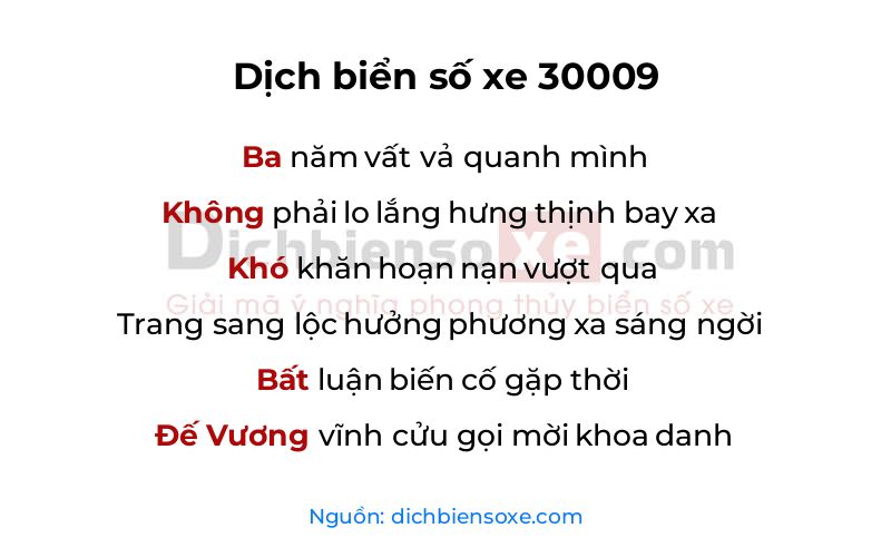 Dịch thơ biển số 30009