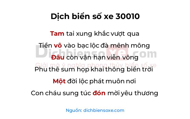 Dịch thơ biển số 30010