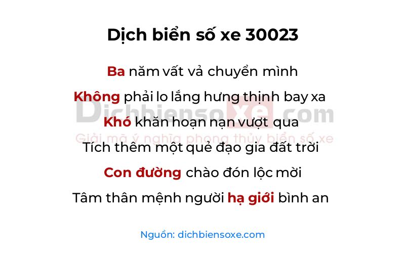Dịch thơ biển số 30023