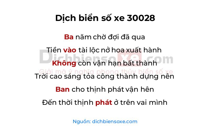 Dịch thơ biển số 30028