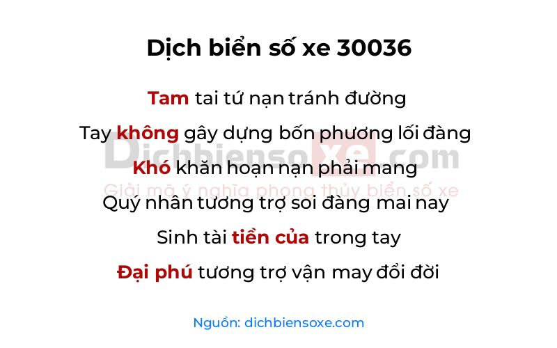 Dịch thơ biển số 30036
