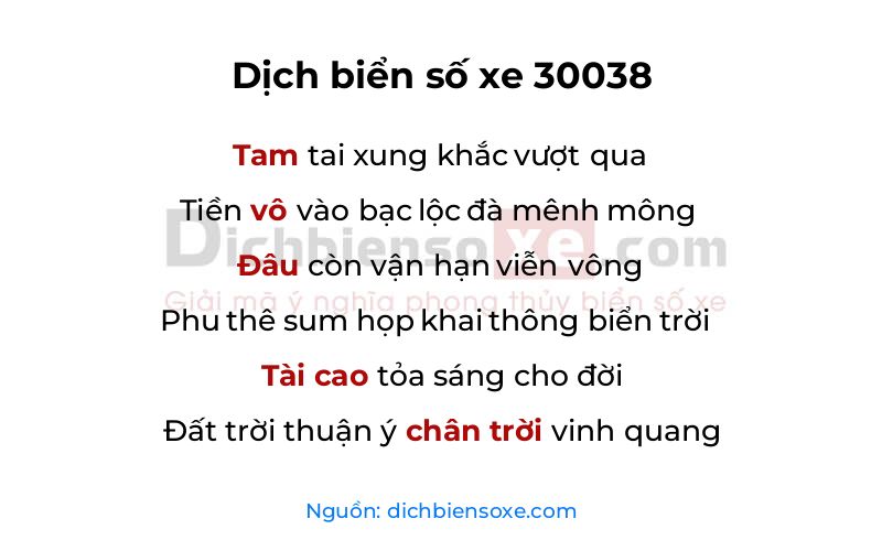 Dịch thơ biển số 30038